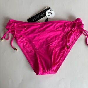 La Blanca Size 6‎ Pop Pink Bikini Bottoms Side Tie Swimsuit UPF 50+ Swimwear NWT
